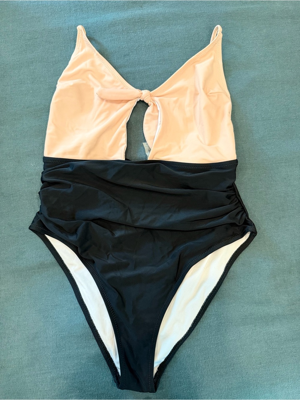 CUPSHE Two-Tone Pink/Peach and Black One-Piece Swimsuit